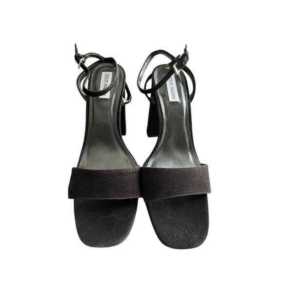 Steve Madden Lessa Sandals Platform Chunky Heel Shoes 10M Black Suede HoCo Prom - Picture 2 of 7
